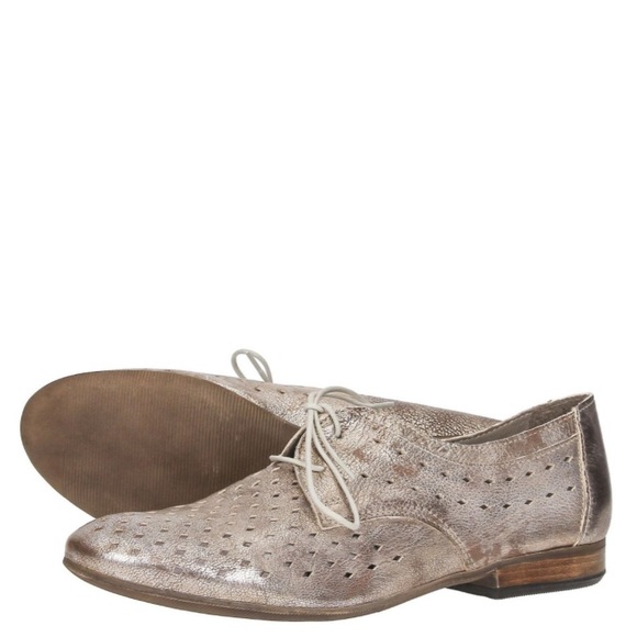 Fabbrica Dei Colli Stringate Donna Perforated Metallic Taupe Shimmery Oxfords 11 - Picture 2 of 16